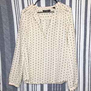 Scotch & Soda Cream Floral Print Long Sleeve Blouse